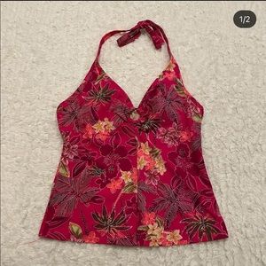 Y2K floral halter tank